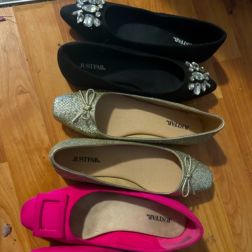 Just Fab flats - 3 pairs all size 7 (only pink ones were worn; once)